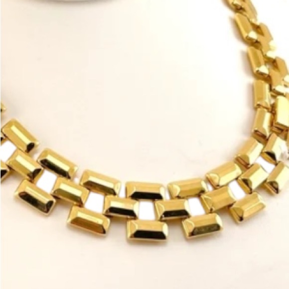 Vintage Avon Chunky Chain Necklace Tile gold link AVON gold tone 18" - Picture 9 of 13